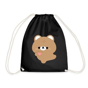 Love Brown Bear - Drawstring Bag - black - Front