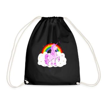 Einhorn Regenbogen Sterne Wolke Unicorn - Turnbeutel - Schwarz - Vorne