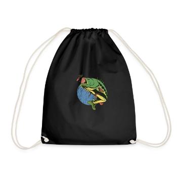 Fly fishing perch fish - Drawstring Bag - black - Front