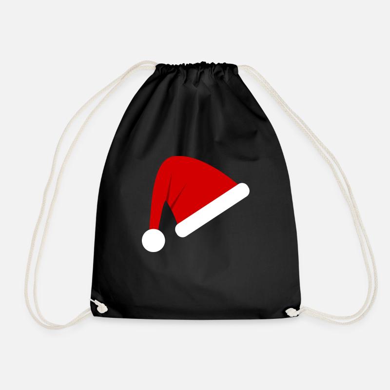 Santa Claus Christmas Hat - Drawstring Bag - black