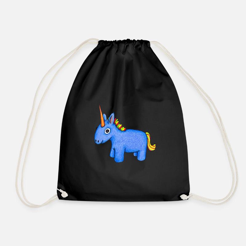 Einhorn knuffig Zeichnung - Turnbeutel - Schwarz