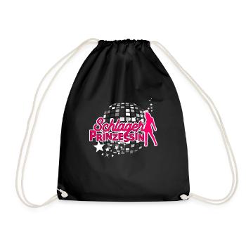 Schlager Prinzessin Schlagerprinzessin Discokugel - Turnbeutel - Schwarz - Vorne