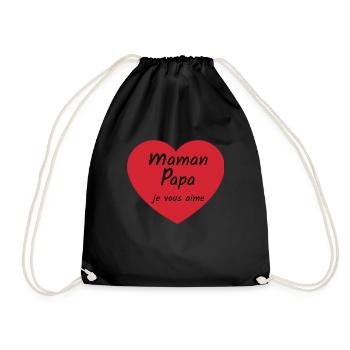 Maman Papa je vous aime coeur (noir) - Sac de sport léger - noir - Devant
