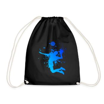Volleyballspieler Herren Damen Beach Volley - Turnbeutel - Schwarz - Vorne