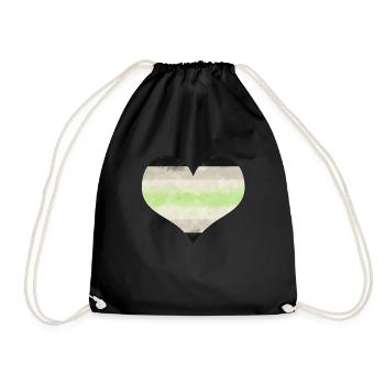 Agender flag heart - Drawstring Bag - black - Front