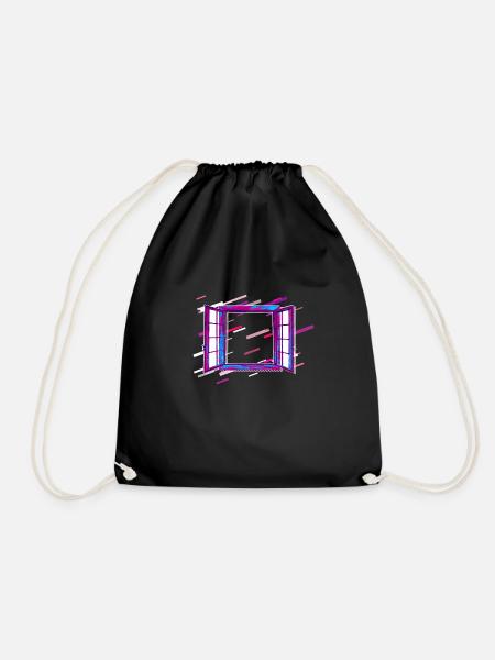 Fenster offen 80er Retro Violett - Turnbeutel - Schwarz
