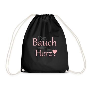 Baby Kind Spruch Kinder Bauch Herz Geschenkidee - Turnbeutel - Schwarz - Vorne