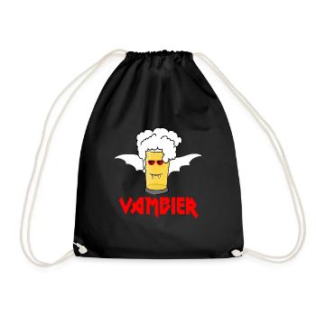 Vambier Halloween JGA Malle Bier Fledermaus Vampir - Turnbeutel - Schwarz - Vorne