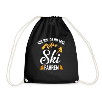 Skiing on a skiing holiday - Drawstring Bag - black - Front