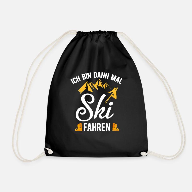 Skiing on a skiing holiday - Drawstring Bag - black