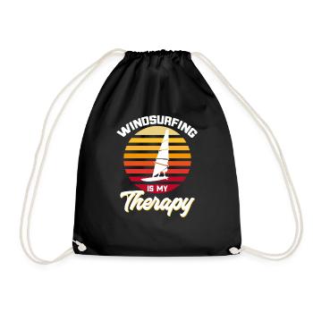 Surfer Windsurfer Windsurfen ist meine Therapie - Turnbeutel - Schwarz - Vorne