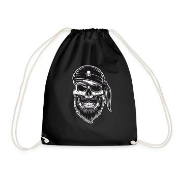 Pirate face mask mouth-nose mask - Drawstring Bag - black - Front