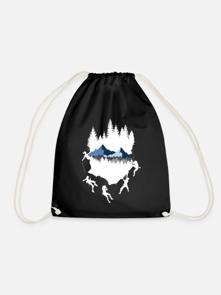 Rock climber rock bouldering mountains gift - Drawstring Bag - black