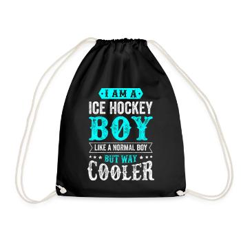 Ice Hockey Boy Eishockey Junge Mann Spruch - Turnbeutel - Schwarz - Vorne