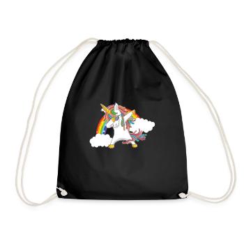 tamponner licorne licorne arc en ciel - Sac de sport léger - noir - Devant