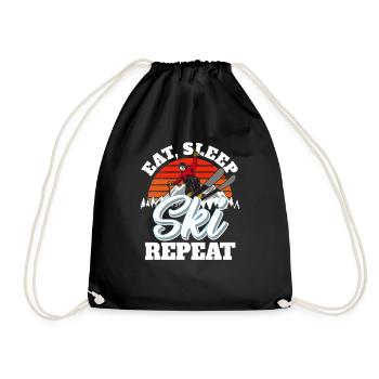 Skier Skiing Holiday - Drawstring Bag - black - Front