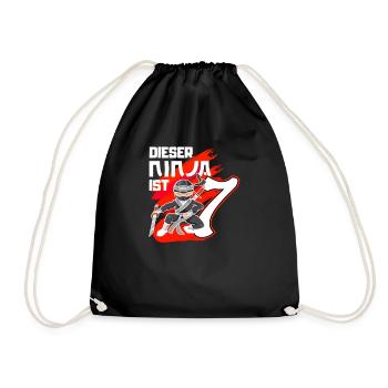7. Geburtstag Ninja - Turnbeutel - Schwarz - Vorne