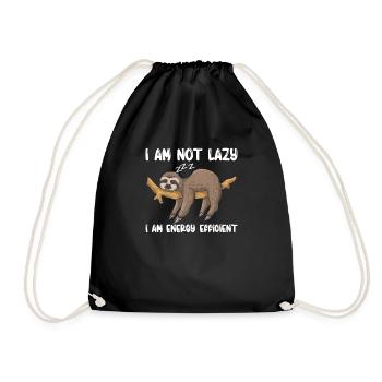 Funny sloth energy efficient - Drawstring Bag - black - Front