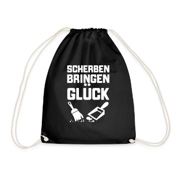 Scherben bringen Glück Ehemann Ehefrau POLTERABEND - Turnbeutel - Schwarz - Vorne