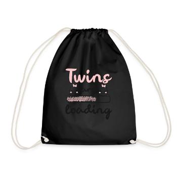 Mother-to-be gift Twins Twins loading - Drawstring Bag - black - Front