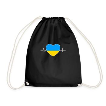 heartbeat ukraine - Drawstring Bag - black - Front