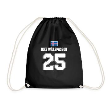 Fußball Island Sauf Trikot Ikke Willspasson 25 - Turnbeutel - Schwarz - Vorne