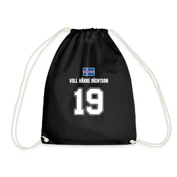 Fußball Island Sauf Trikot Voll Hakke Dichtson 19 - Turnbeutel - Schwarz - Vorne