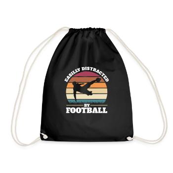 Fun football Easily distracted by football - Drawstring Bag - black - Front