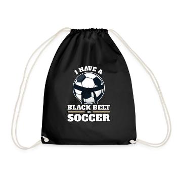 Funny football black belt in football - Drawstring Bag - black - Front