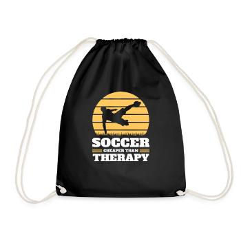 Funny football cheaper than therapy - Drawstring Bag - black - Front