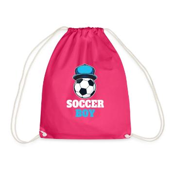 Funny Football Boy - Drawstring Bag - fuchsia - Front