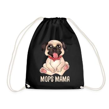 Mops Pug Mama - Geschenkidee für Hundeliebhaber - Turnbeutel - Schwarz - Vorne