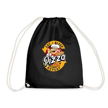 Pizza Baker Pizzeria Eat Sleep Pizza Repeat - Drawstring Bag - black - Front