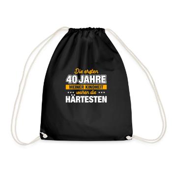 Die ersten 40 Jahre meiner Kindheit 40. Geburtstag - Turnbeutel - Schwarz - Vorne