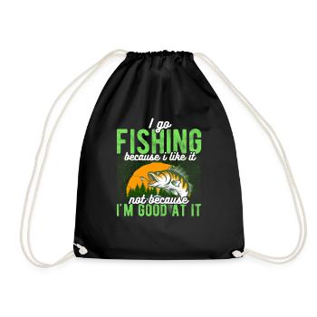 Angler Hobbyangler Fischer - Turnbeutel - Schwarz - Vorne