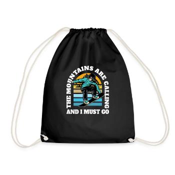 The mountains call Freestyle Snownboarding - Drawstring Bag - black - Front