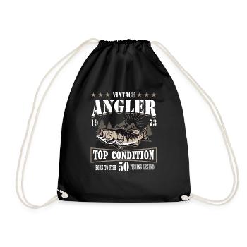 50th birthday fishing 50 years old fisherman 1973 - Drawstring Bag - black - Front