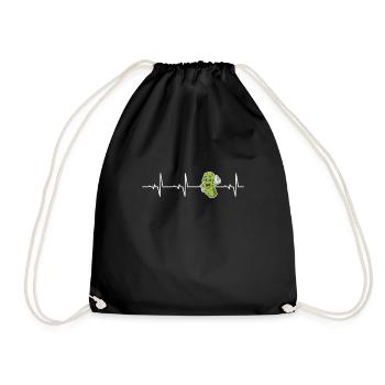 Funny Cucumber Lovers Pun Cucumber Hearbeat - Drawstring Bag - black - Front