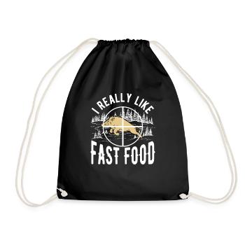 Chasse au cerf Le sanglier mange plus de fast-food - Sac de sport léger - noir - Devant