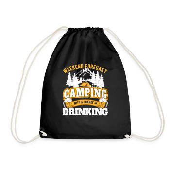 Weekend forecast camping with a chance to - Drawstring Bag - black - Front