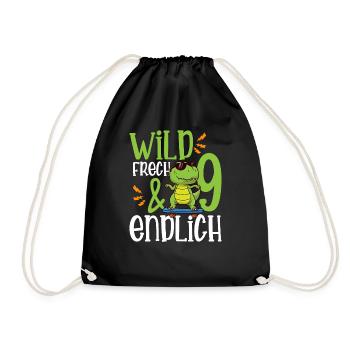 Wild Frech & endlich 9 neunter Geburtstag - Turnbeutel - Schwarz - Vorne