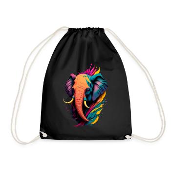 Colorful Elephant - Drawstring Bag - black - Front