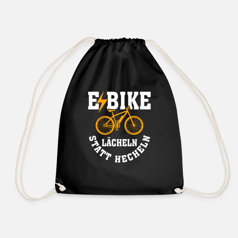 e-bike rentner lächeln statt hecheln - Turnbeutel - Schwarz