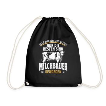 Landwirt Nur die besten sind Milchbauer Kuhbauer - Turnbeutel - Schwarz - Vorne