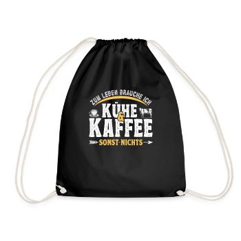 Landwirt Kuhbauer Kühe und Kaffee - Turnbeutel - Schwarz - Vorne