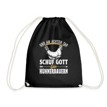Hühnerbauer Huhn Hühner Gott - Turnbeutel - Schwarz - Vorne
