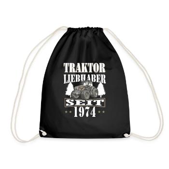 50 Geburtstag 1974 Landwirt Traktor Fan - Turnbeutel - Schwarz - Vorne