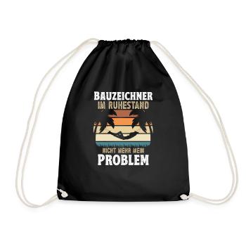 Geschenke Rente 2024 Bauzeichner Ruhestand - Turnbeutel - Schwarz - Vorne