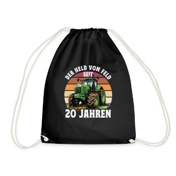 Der held Vom Feld Traktor 28 Geburtstag - Turnbeutel - Schwarz - Vorne