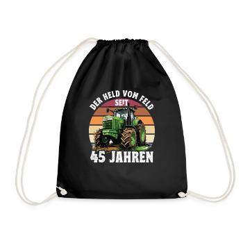 Der held Vom Feld Traktor 28 Geburtstag - Turnbeutel - Schwarz - Vorne
